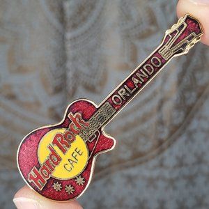 Hard Rock Cafe Orlando Red Metal Guitar Pin Vintage